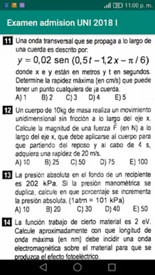 Examen admision UNI 2018 I android App screenshot 2