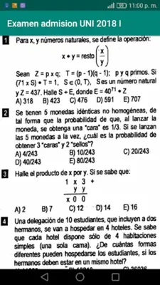 Examen admision UNI 2018 I android App screenshot 3