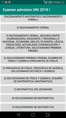 Examen admision UNI 2018 I android App screenshot 6